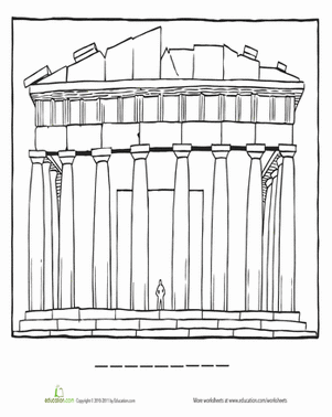 Parthenon Coloring Page Worksheet Education Com
