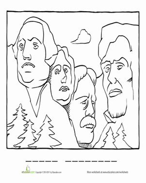 Mount Rushmore Coloring Page