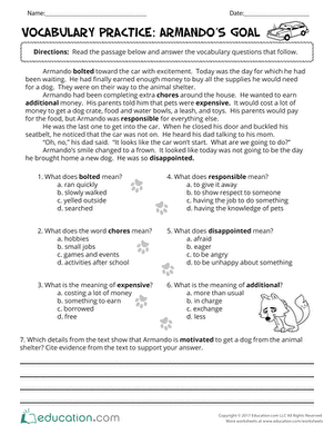 Vocabulary Practice: Armando’s Goal
