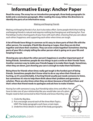 Informative Essay: Anchor Paper