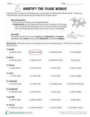 Identify the Guide Words