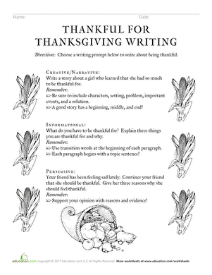 Thankful for Thanksgiving Writing