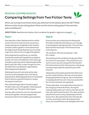 Comparing Settings from Two Fiction Texts
