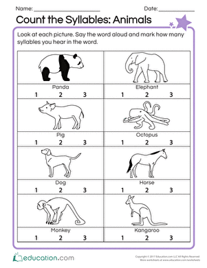 Hearing Syllables Worksheets Education Com