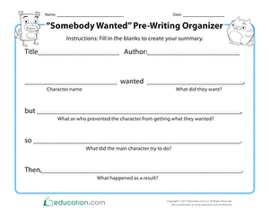 "Somebody Wanted" Prewriting Organizer