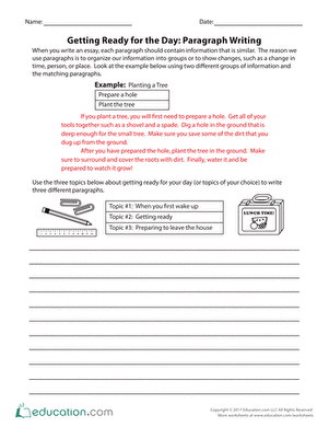 Getting Ready for the Day: Paragraph Writing