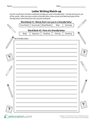 Letter Writing Match-Up