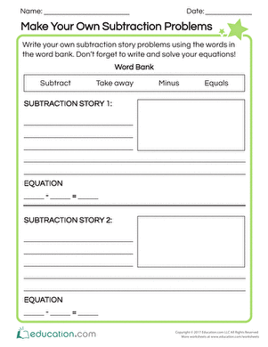 Make Your Own Subtraction Problems