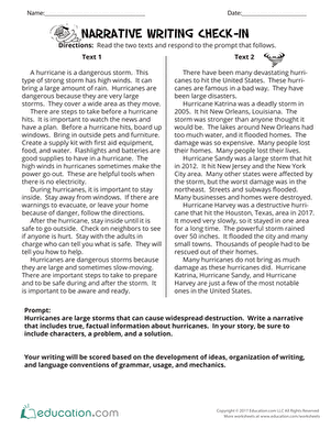 Narrative Writing Check-In