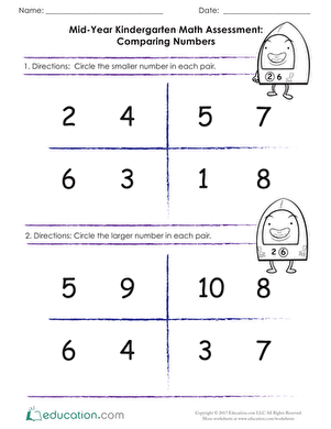 Mid-Year Math Assessment: Comparing Numbers