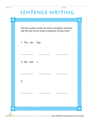 Mid-Year Assessment: Sentence Writing