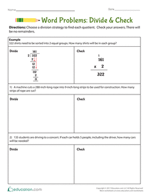 Word Problems: Divide & Check