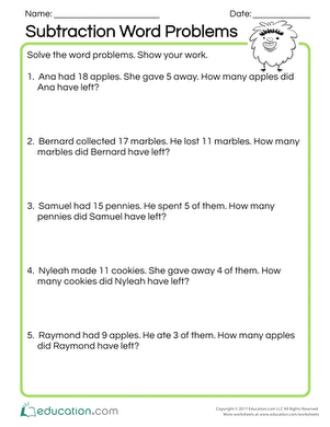 Subtraction Word Problems