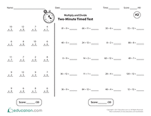 Two-Minute Timed Test #2: Multiply & Divide