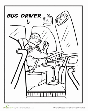 Bus Driver Coloring Page