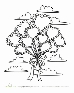 Color the Heart-shaped Balloons as They Climb