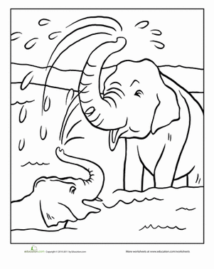 Elephant Friends Coloring Page