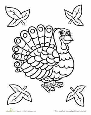 Cute Turkey Coloring Page