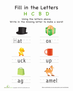 Fill in the Letters: H C B D