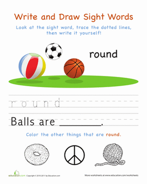 Write and Draw Sight Words: Round