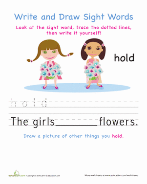 Write and Draw Sight Words: Hold