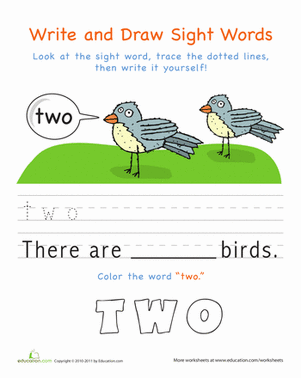Write and Draw Sight Words: Two