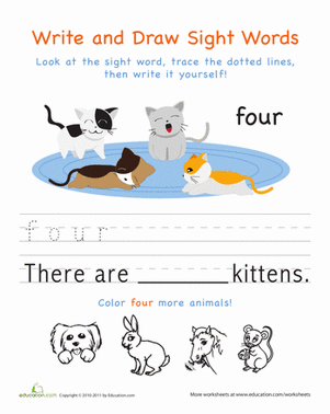 Write and Draw Sight Words: Four
