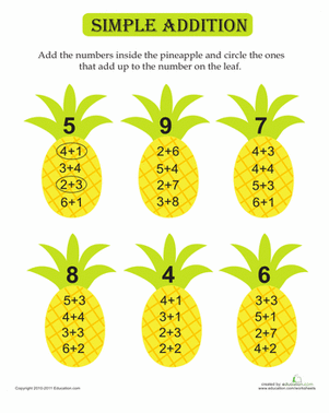 Simple Addition Pineapples