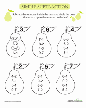 Simple Subtraction Pears