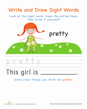 Write and Draw Sight Words: Pretty