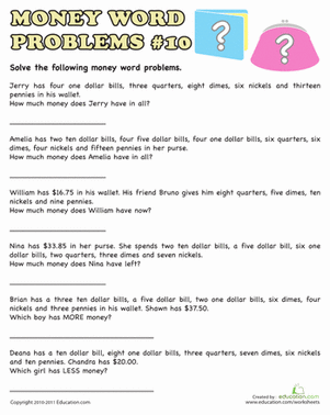 Money Word Problems #10