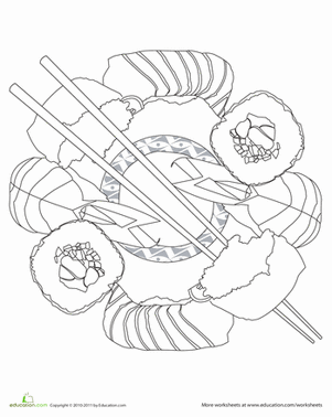 Sushi Coloring Page
