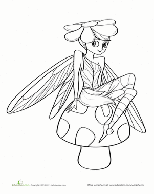 Color the Faerie Sitting Pretty