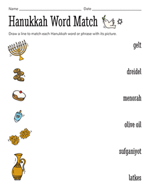 Hanukkah Word Match