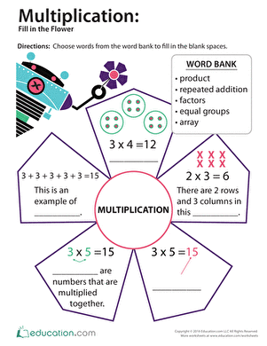 Multiplication: Fill in the Flower