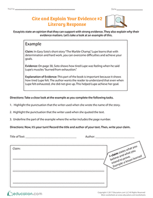 Cite and Explain Your Evidence #2: Literary Response