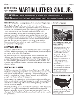 Nonfiction Text Features: Martin Luther King, Jr.