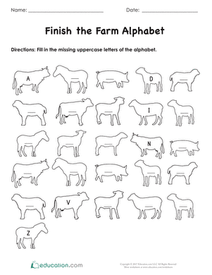 Finish the Farm Alphabet