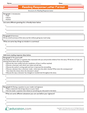 Reading Response Letter Format