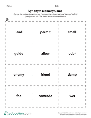 Synonym Memory Game