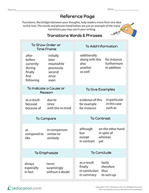 Transition Words & Phrases: Task Cards