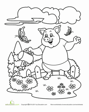 Color the Gardening Pig