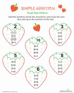 Simple Addition Strawberries