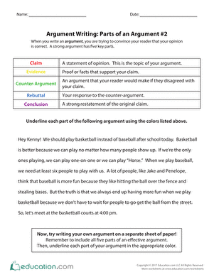 Argument Writing: Parts of an Argument #2