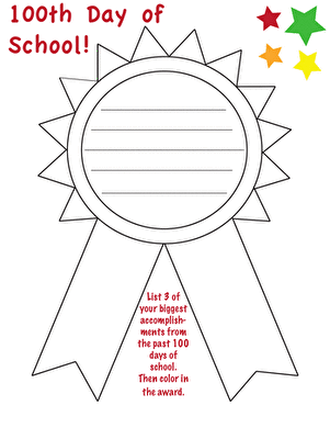 100th Day of School: Accomplishment Medal