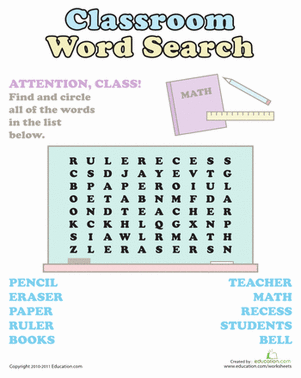 Classroom Word Search