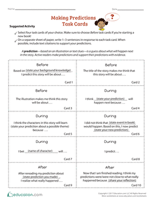 Making Predictions Task Cards