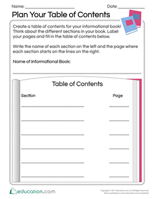 Plan Your Table of Contents