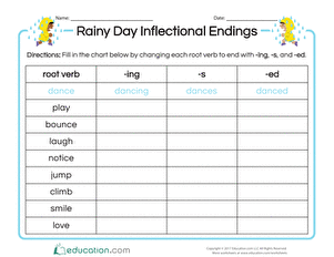 Rainy Day Inflectional Endings
