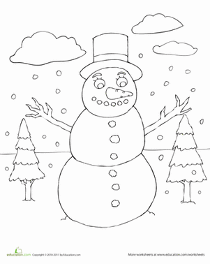 Winter Snowman Coloring Page